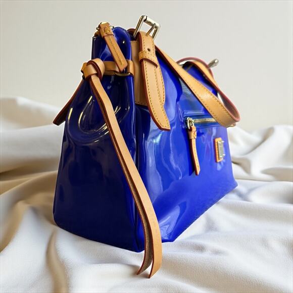 Dooney & Bourke Blue Patent Leather Satchel - Picture 1 of 8